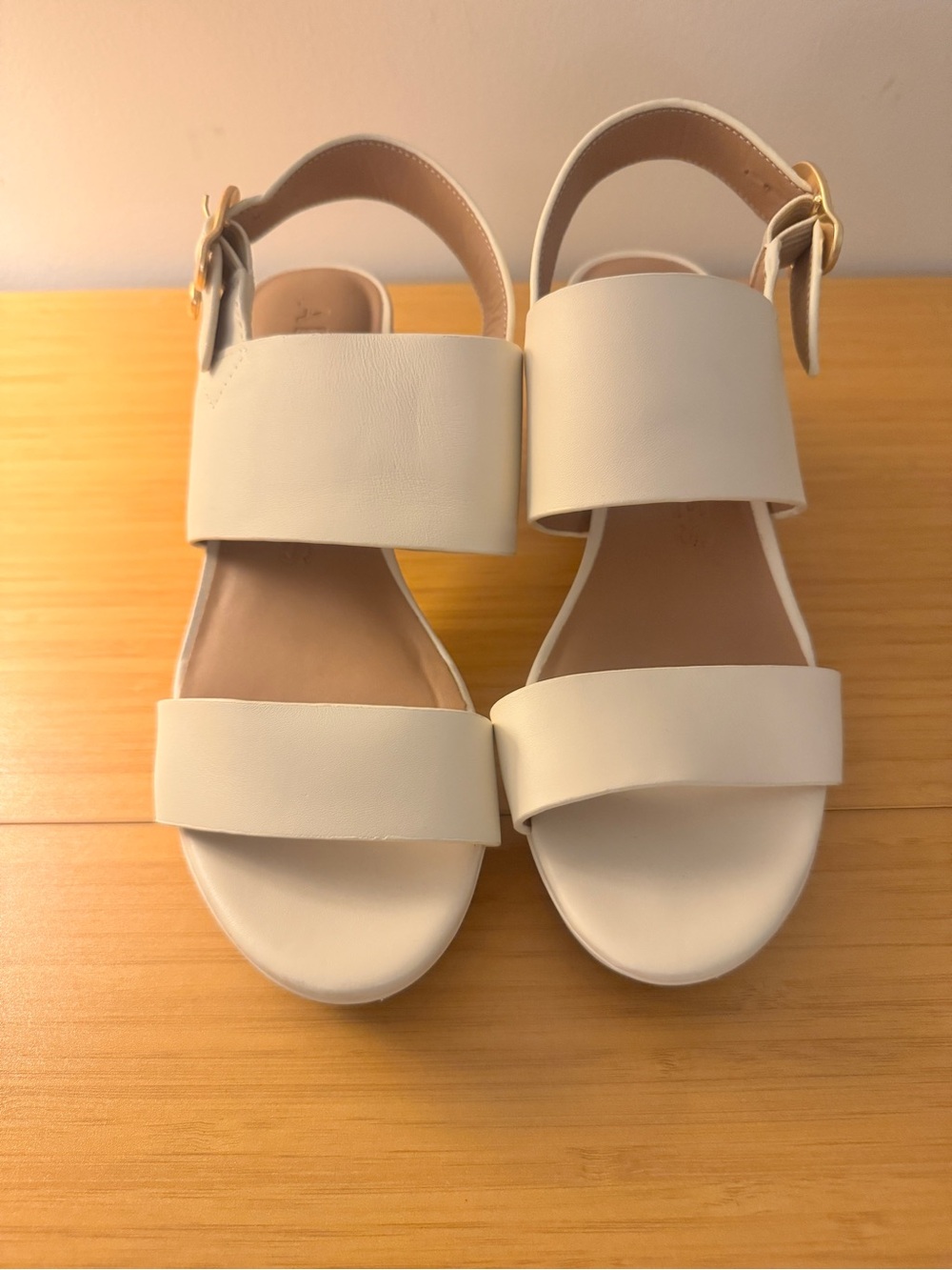 AEROSOLES White Two‑Strap Ankle‑Buckle Sandals
